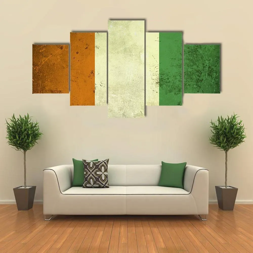 Grunge Ivory Coast Flag Canvas Wall Art
