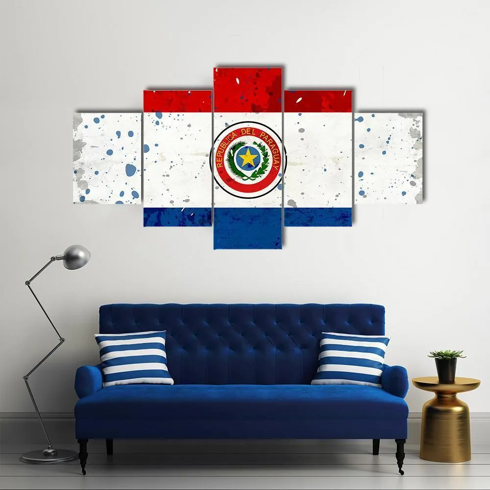 Grunge Paraguay Flag Canvas Wall Art