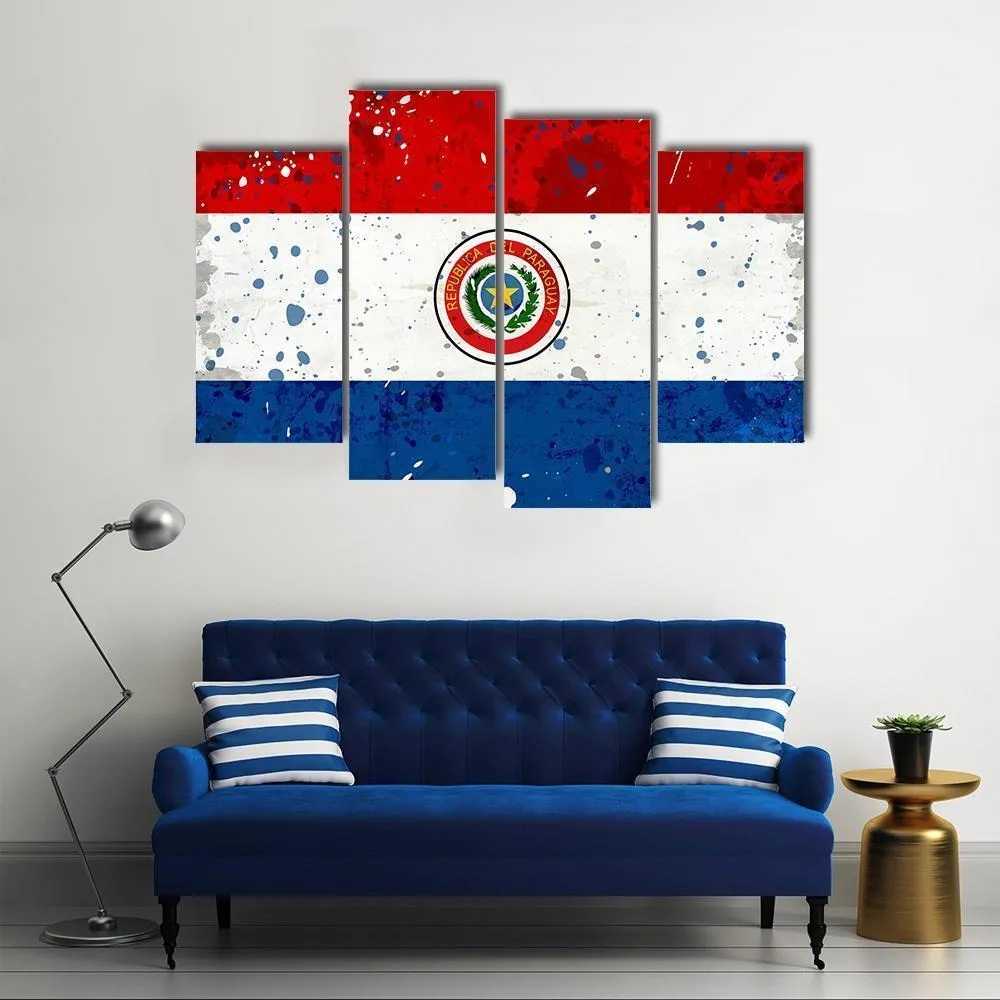 Grunge Paraguay Flag Canvas Wall Art
