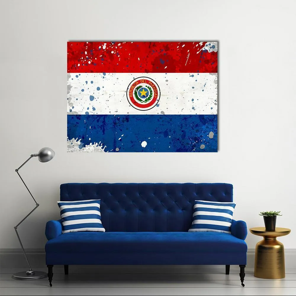 Grunge Paraguay Flag Canvas Wall Art