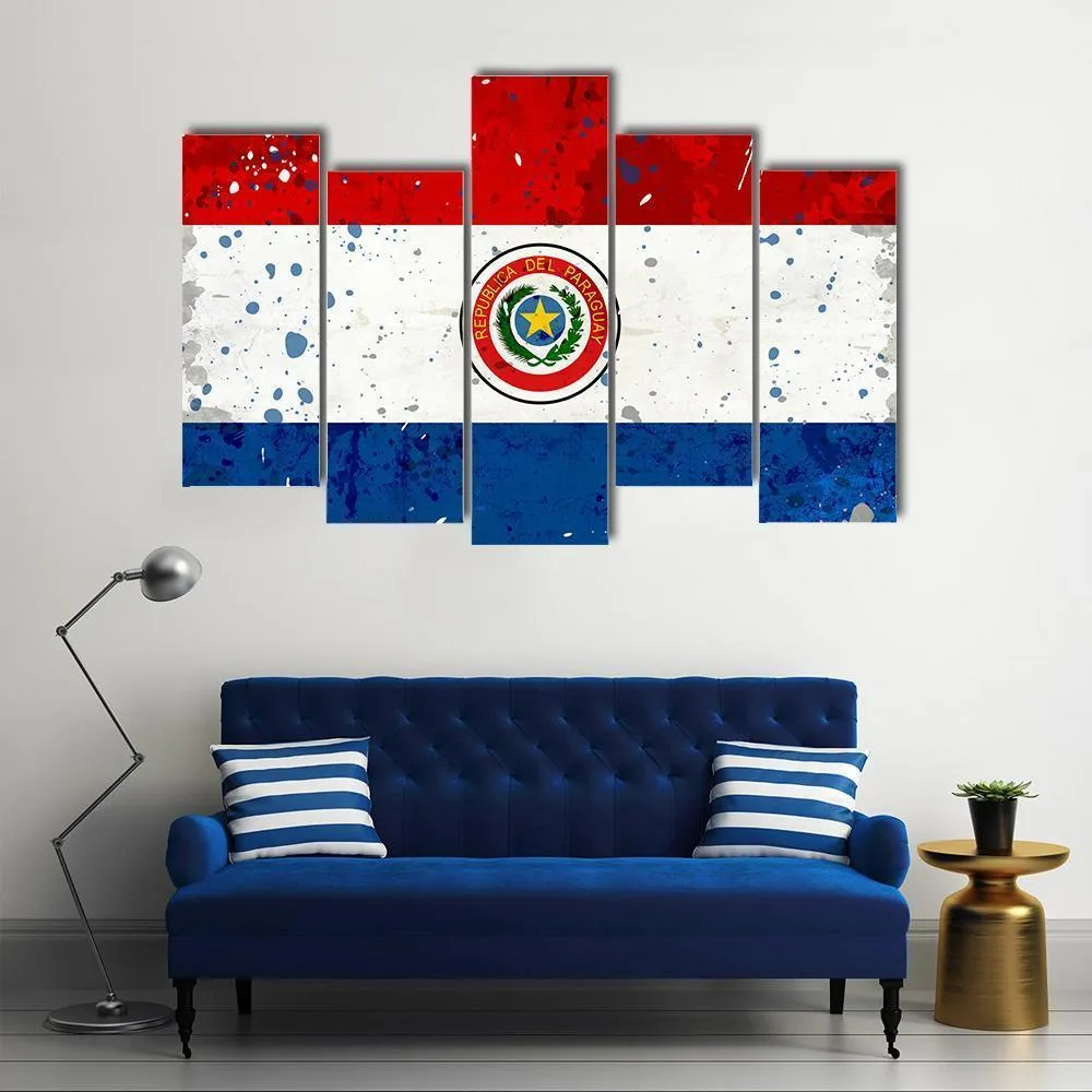 Grunge Paraguay Flag Canvas Wall Art