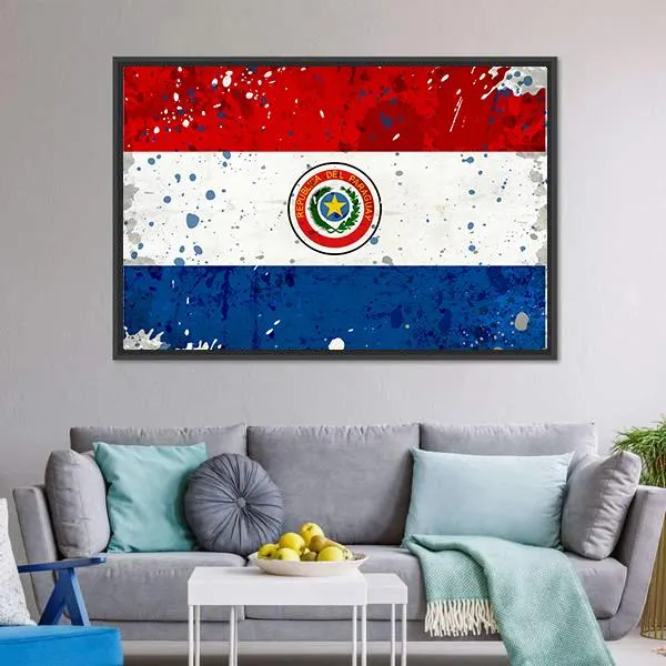 Grunge Paraguay Flag Canvas Wall Art