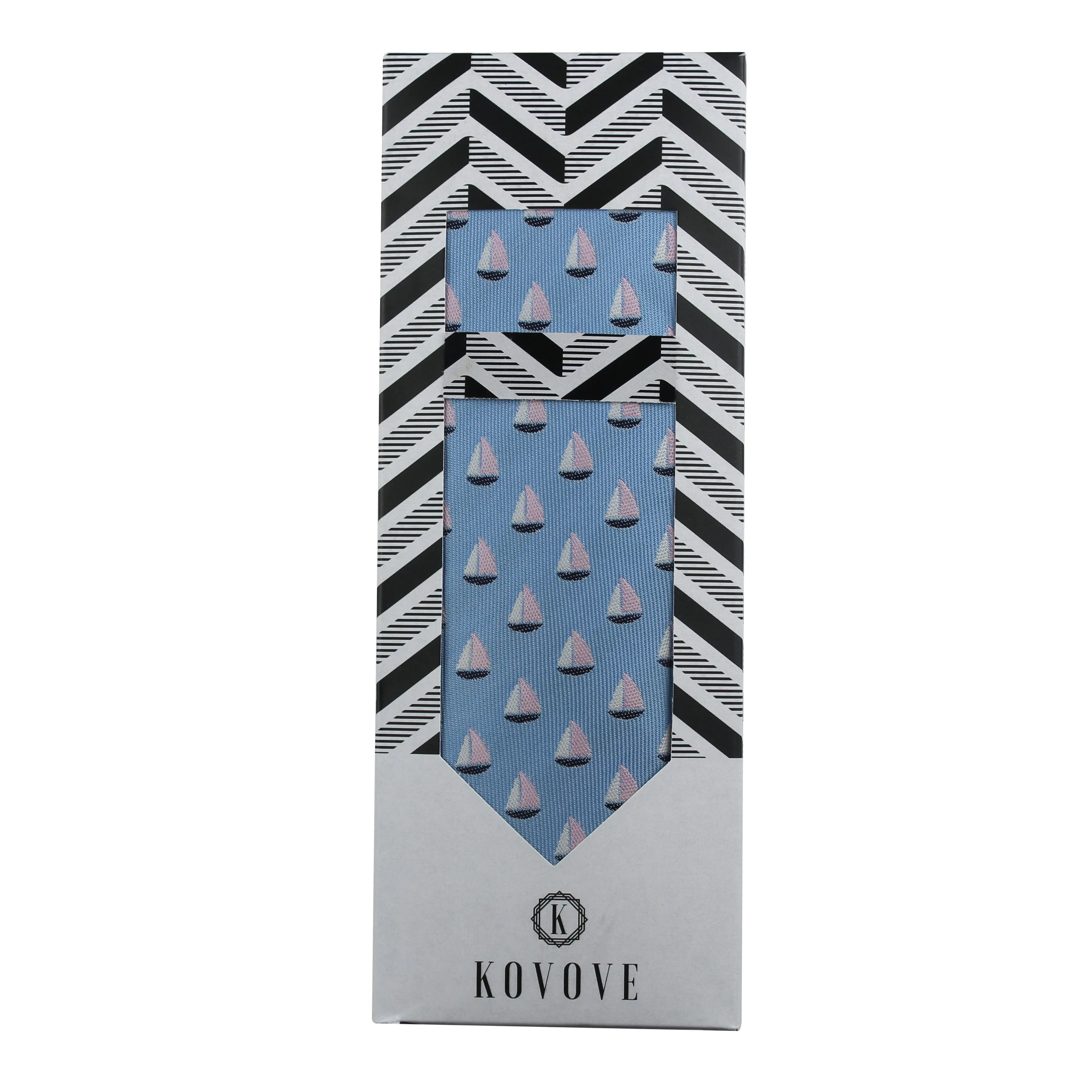 Kovove Cyan Abstract Necktie and Pocket Square Gift Box
