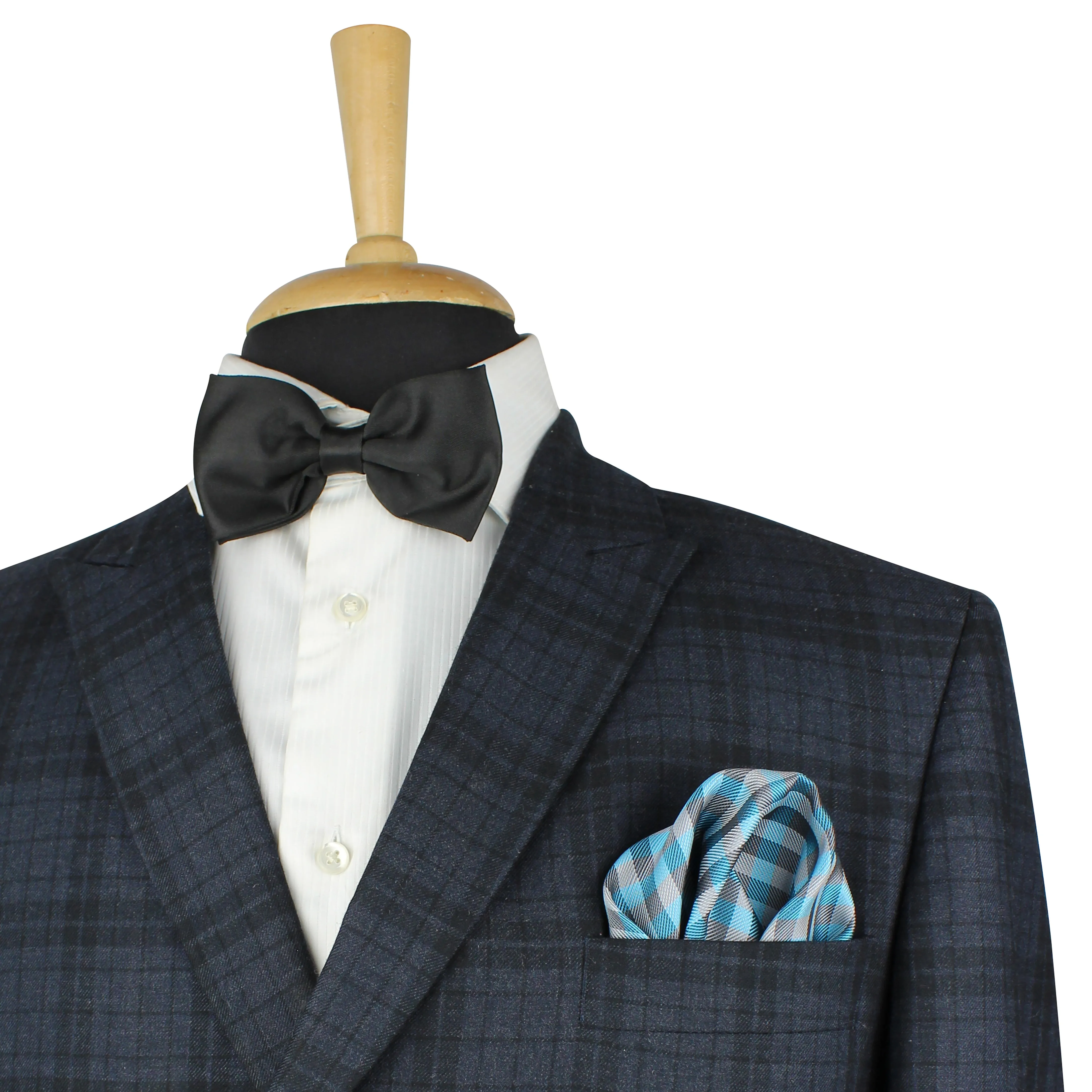 Kovove Elegant Cyan Checkered Necktie and Pocket Square Gift Box