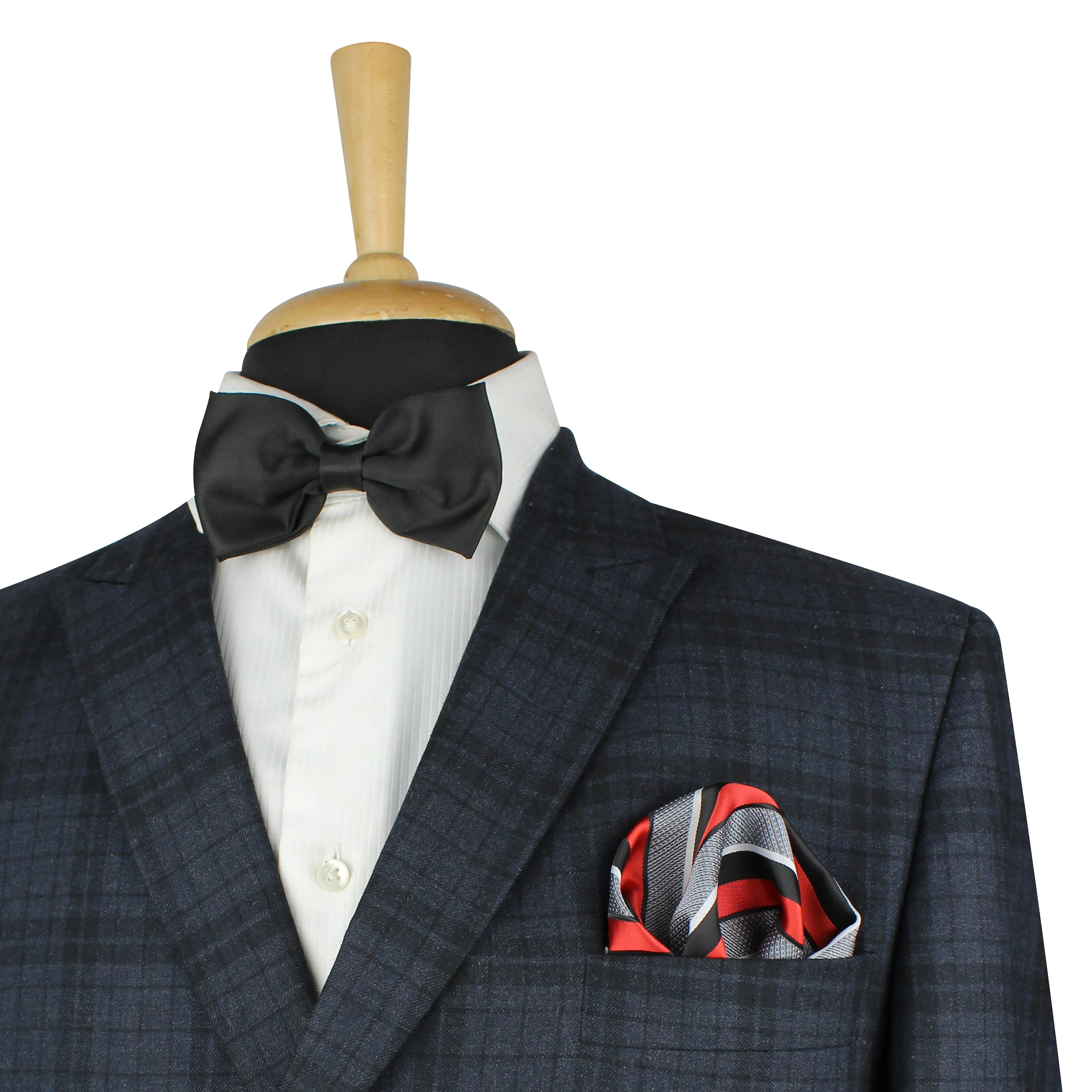 Kovove Refreshing Black Striped Necktie and Pocket Square Gift Box