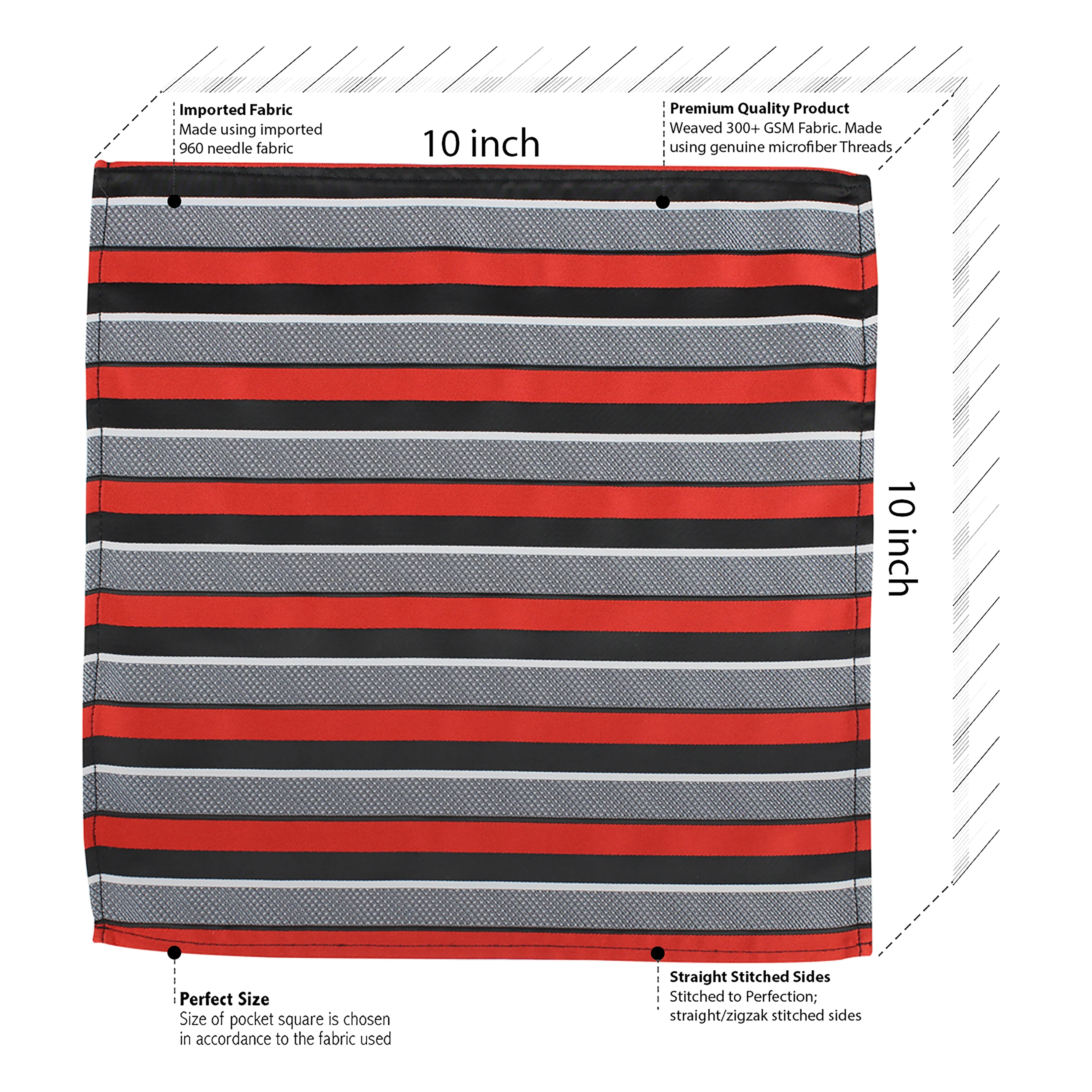 Kovove Refreshing Black Striped Necktie and Pocket Square Gift Box