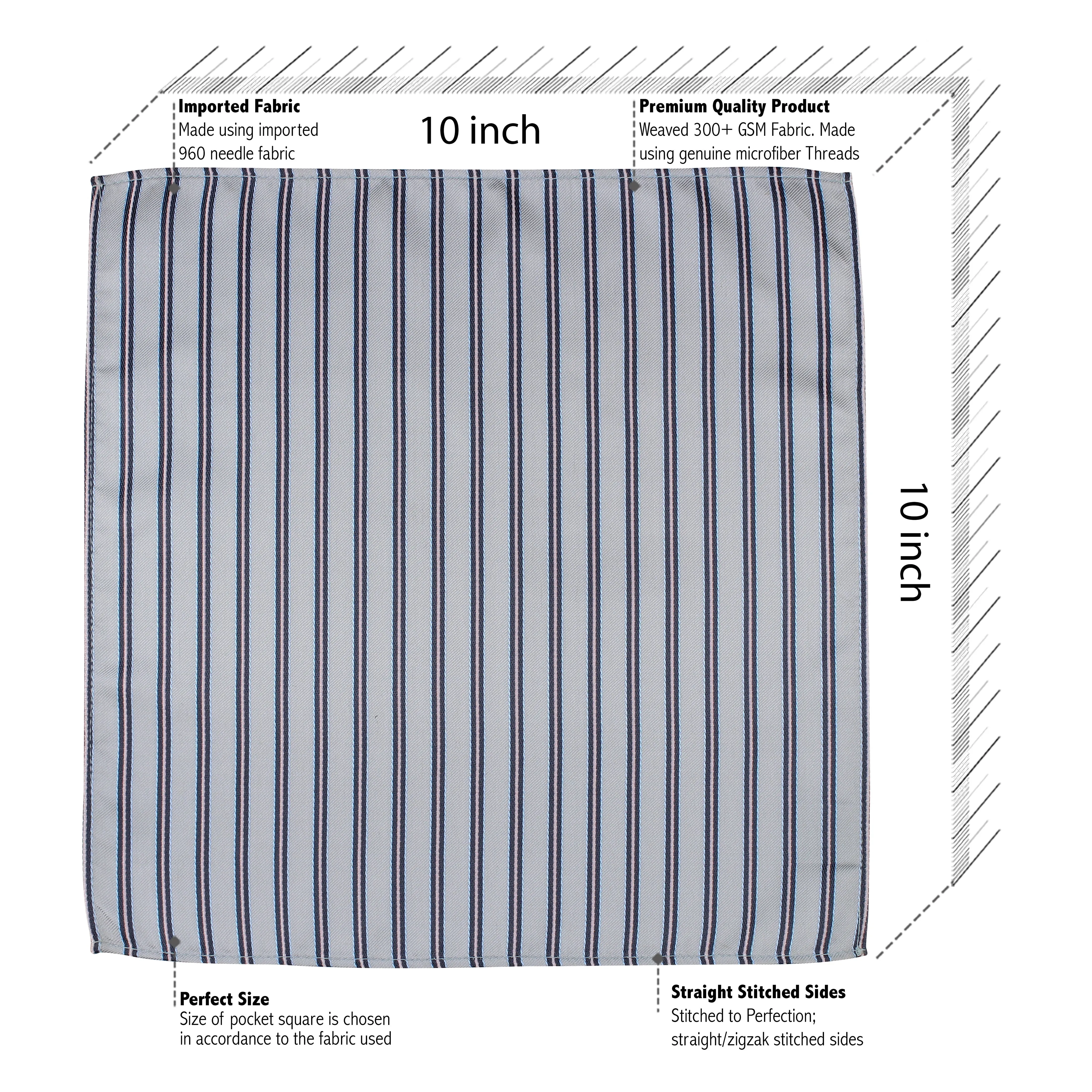 Kovove The Striped Delight Grey Necktie and Pocket Square Gift Box