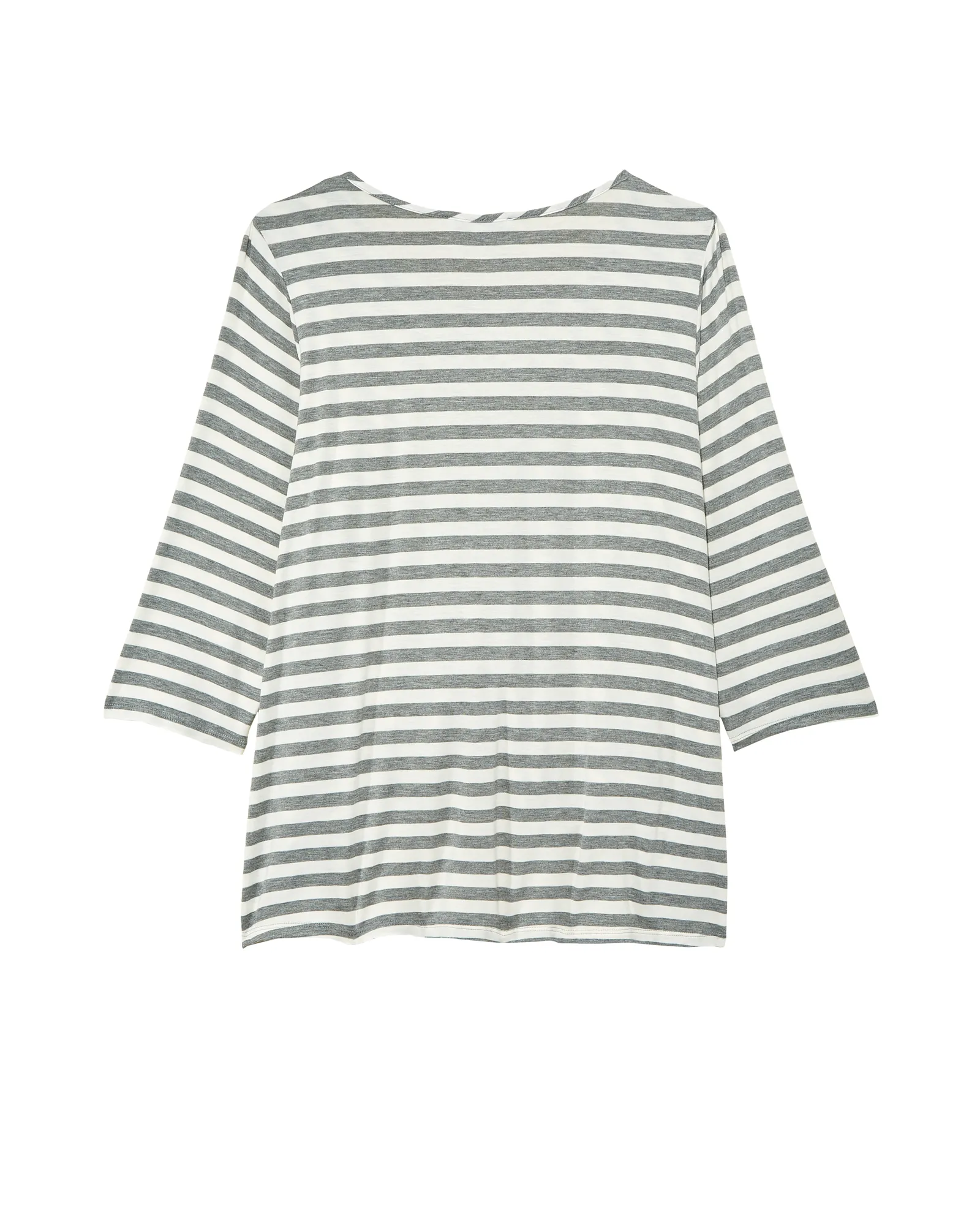 Liz 3/4 Sleeve A-Symmetrical Button Down | Light Grey / White