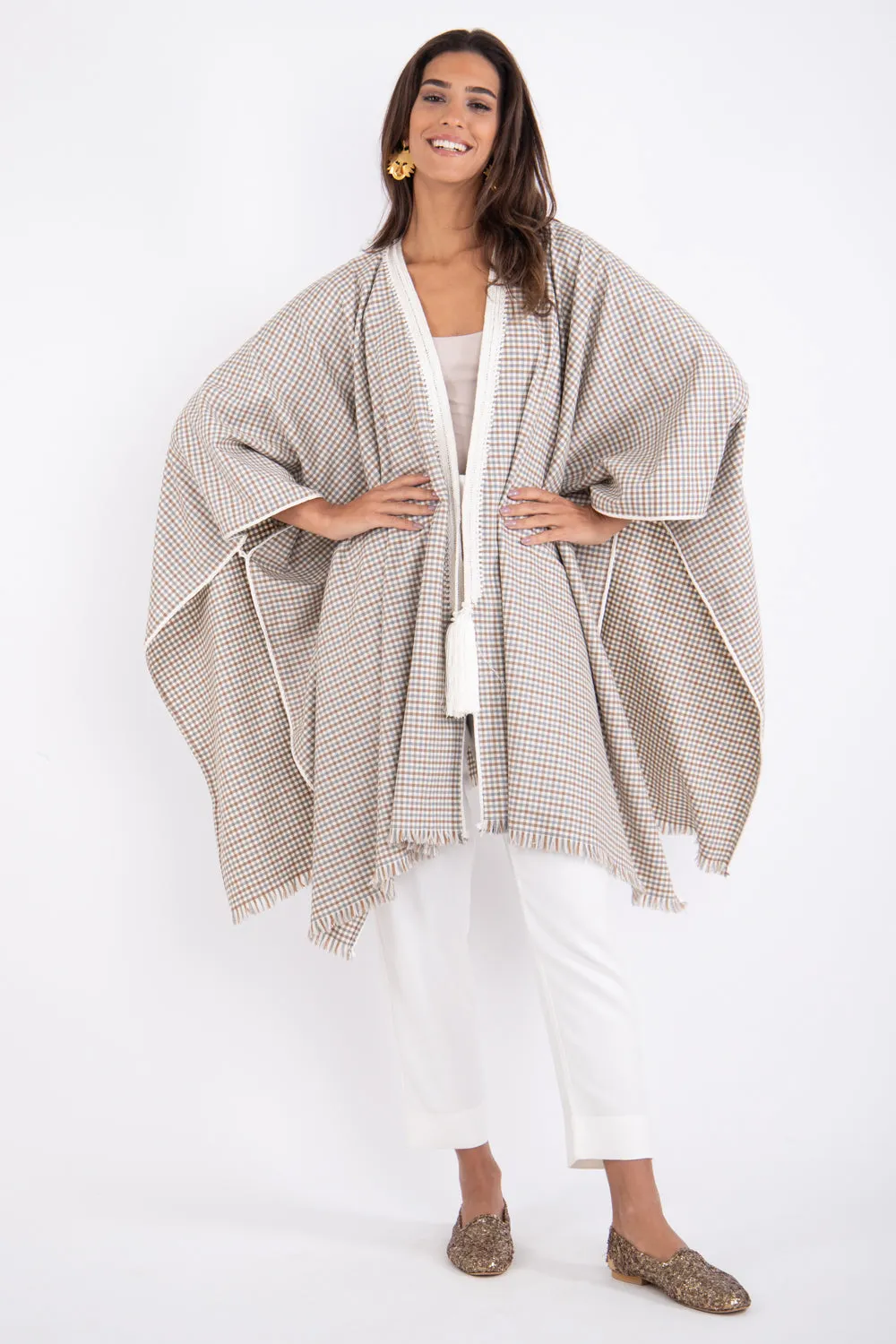 Loro Piana Wool Checks Poncho