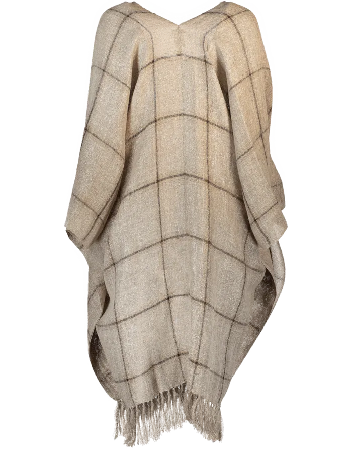 Madras Poncho With Fringe