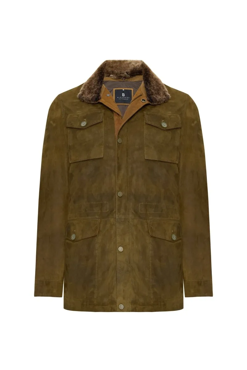 Matteo Men's Suede Padded Coat - Safari