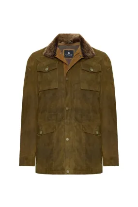Matteo Men's Suede Padded Coat - Safari