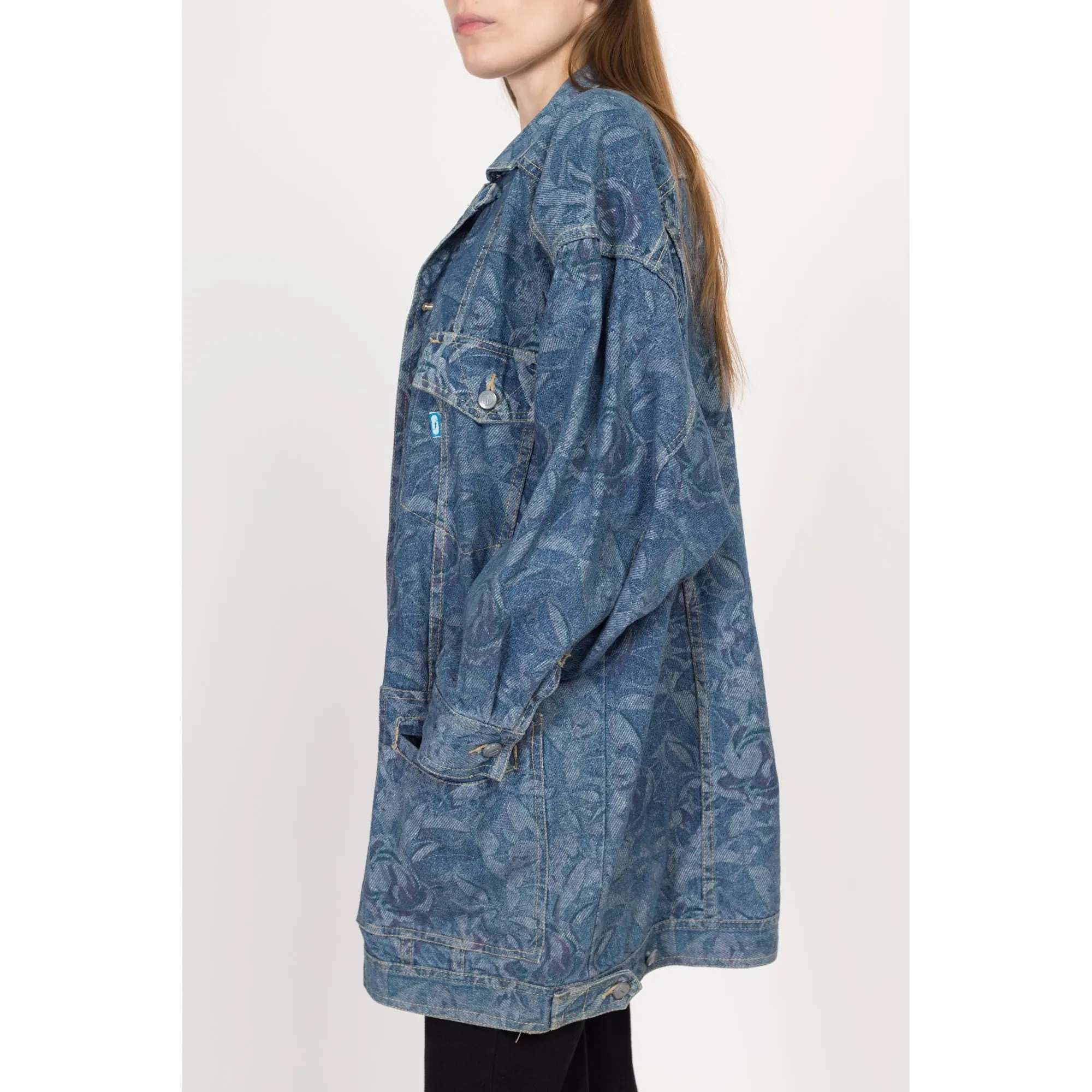 Medium 80s Freego Floral Tapestry Denim Jacket