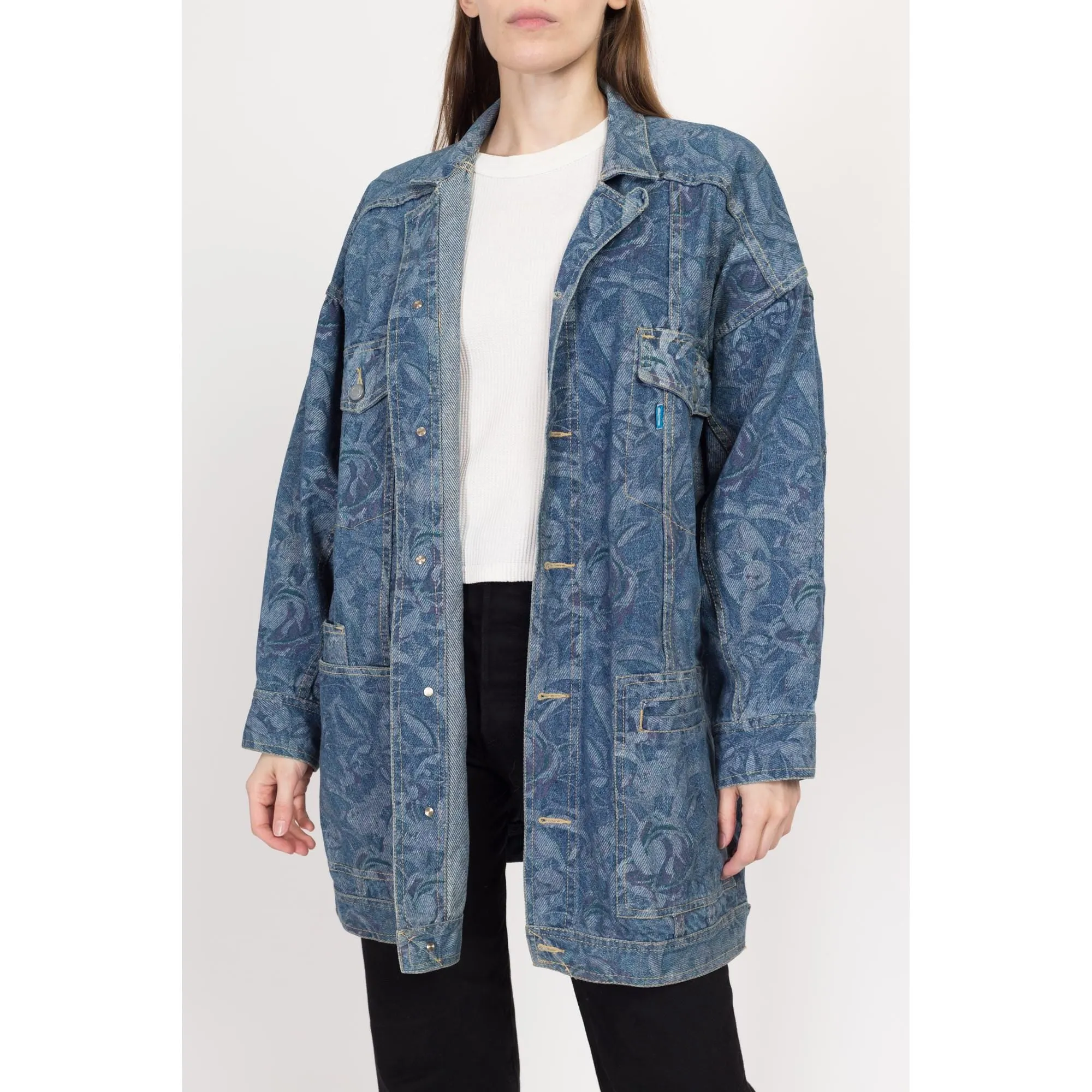 Medium 80s Freego Floral Tapestry Denim Jacket