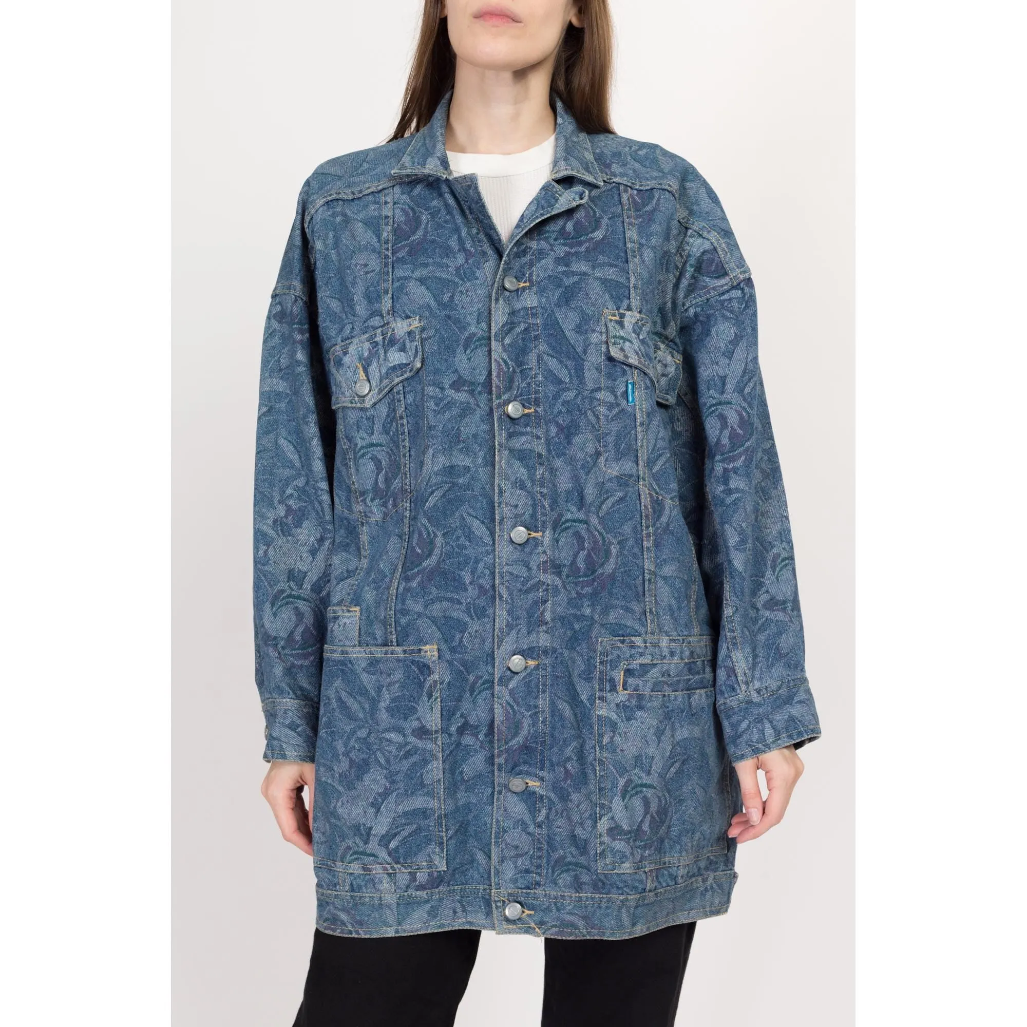 Medium 80s Freego Floral Tapestry Denim Jacket