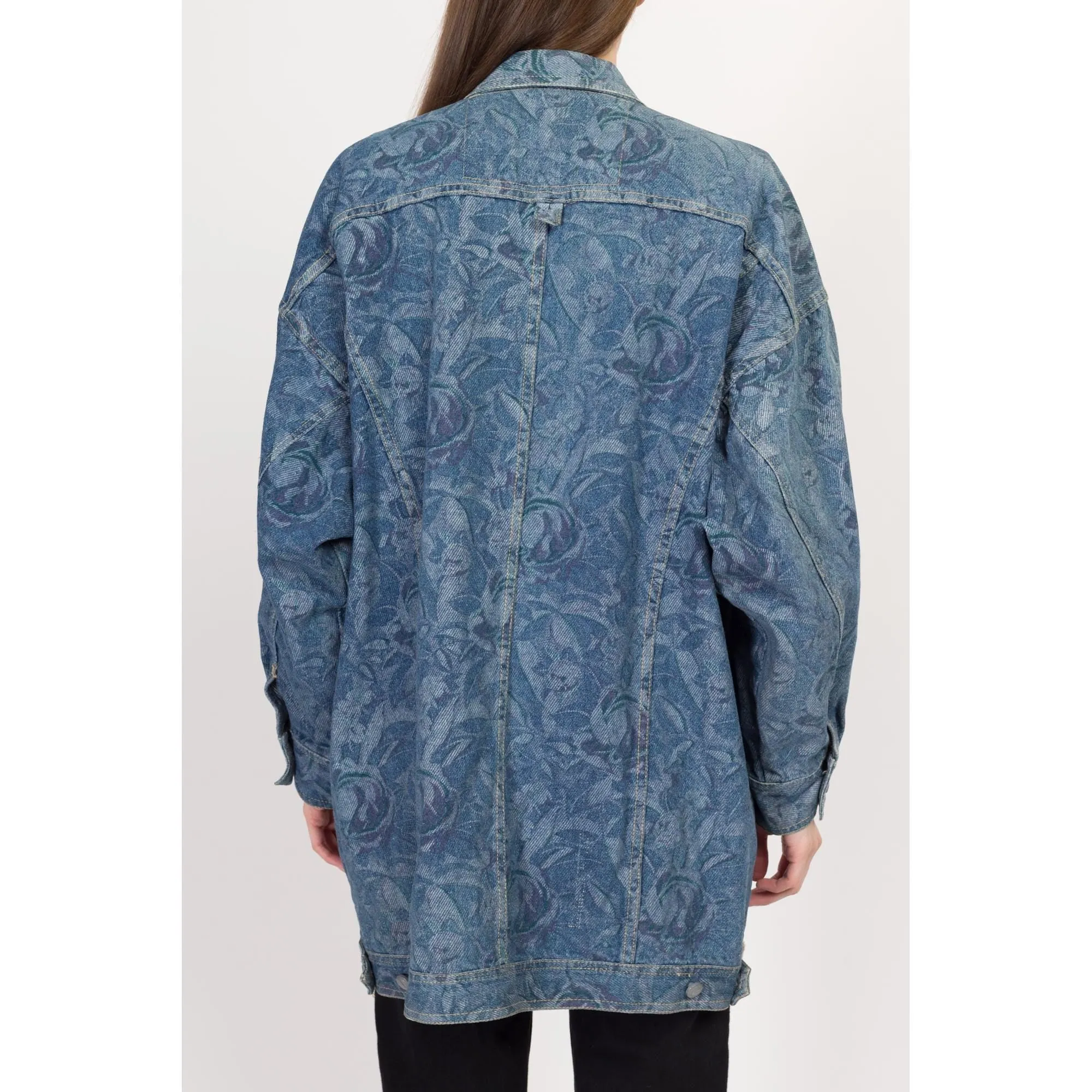 Medium 80s Freego Floral Tapestry Denim Jacket