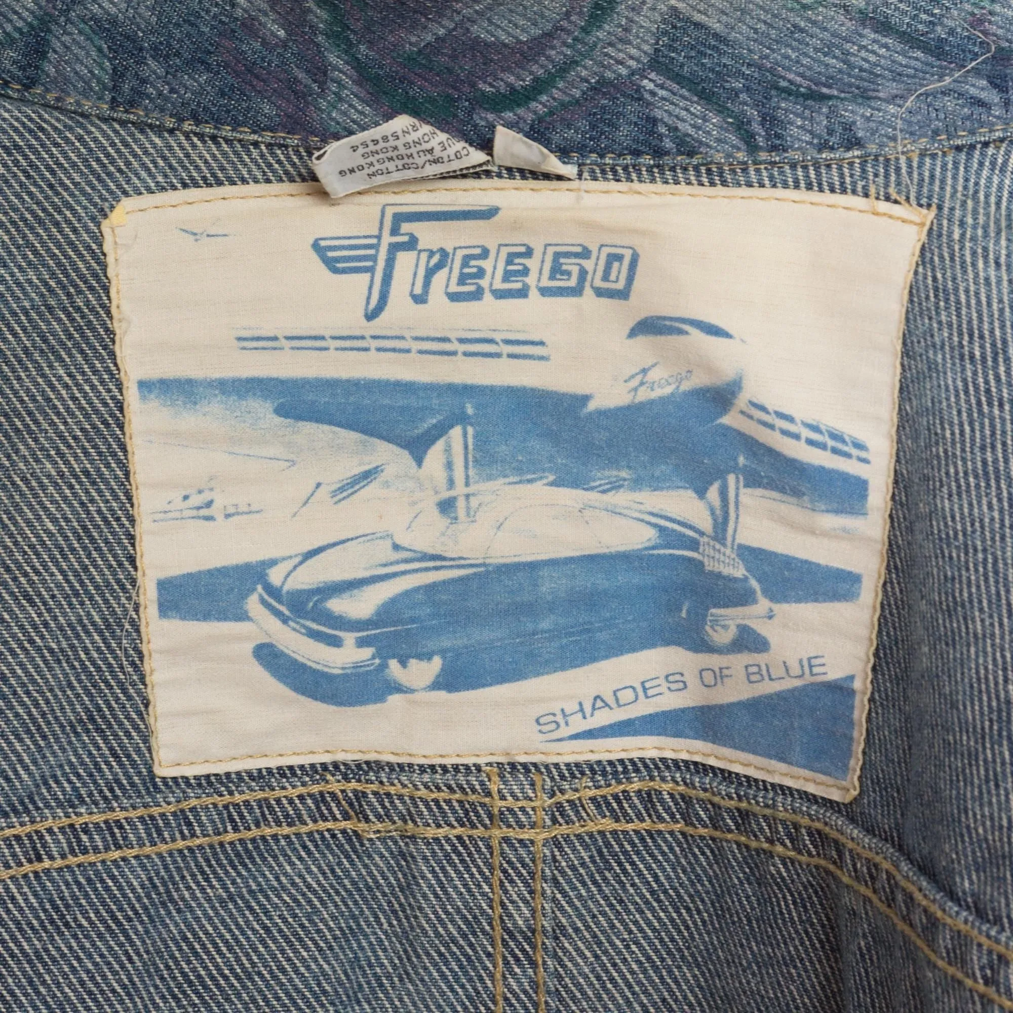 Medium 80s Freego Floral Tapestry Denim Jacket