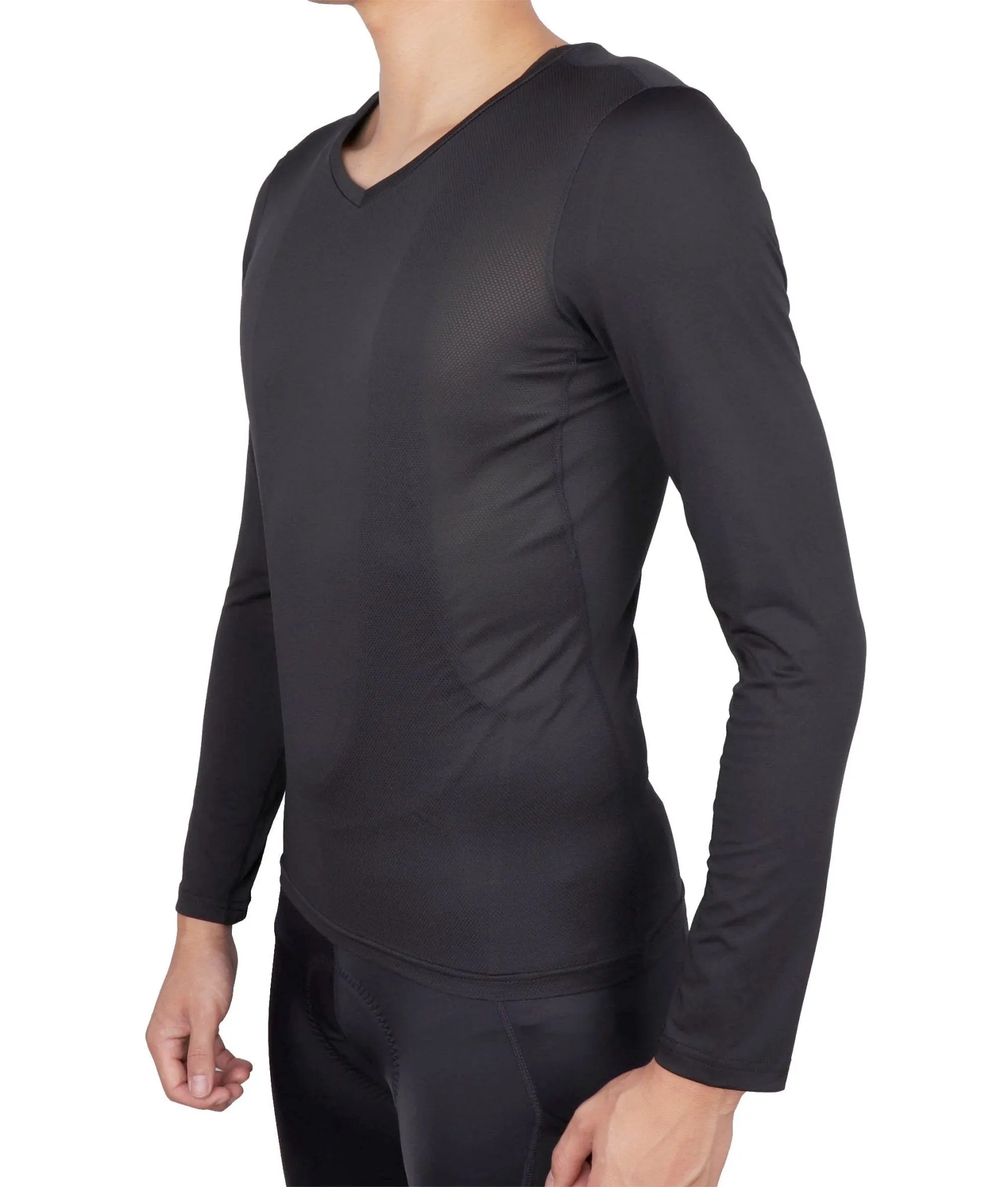 Men's Mesh Base Layer - Black Long Sleeve Cycling Undershirt