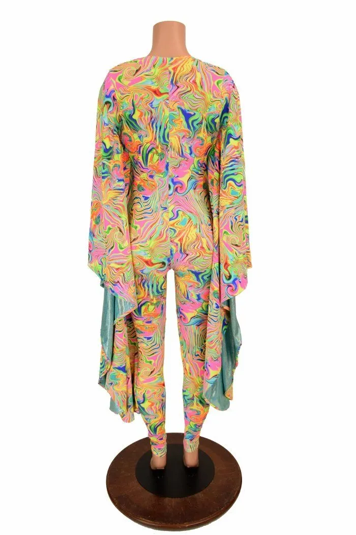 Neon Flux and Seafoam Batwing Catsuit