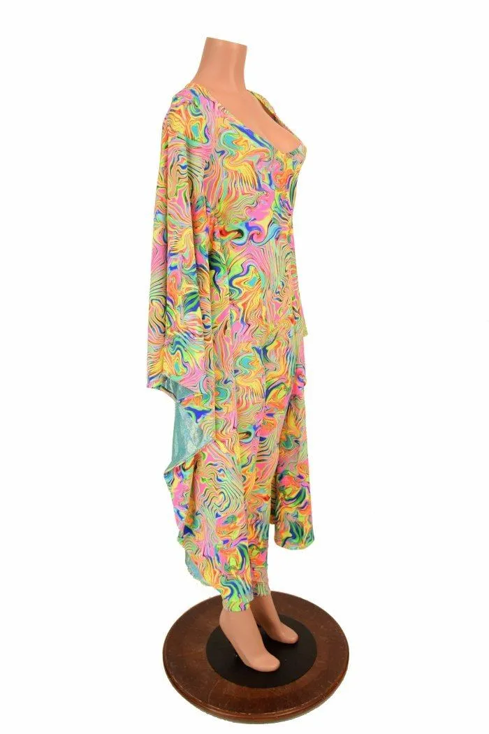 Neon Flux and Seafoam Batwing Catsuit