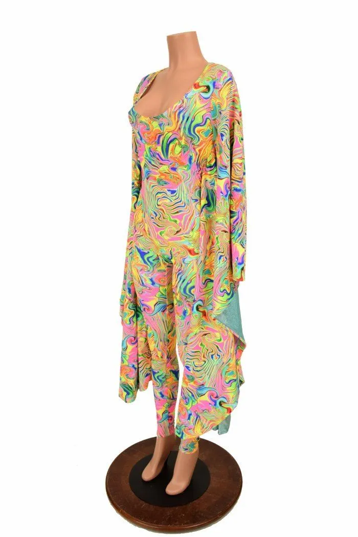 Neon Flux and Seafoam Batwing Catsuit