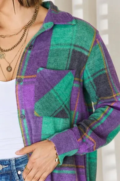 Plaid Button Up Long Sleeve Shacket