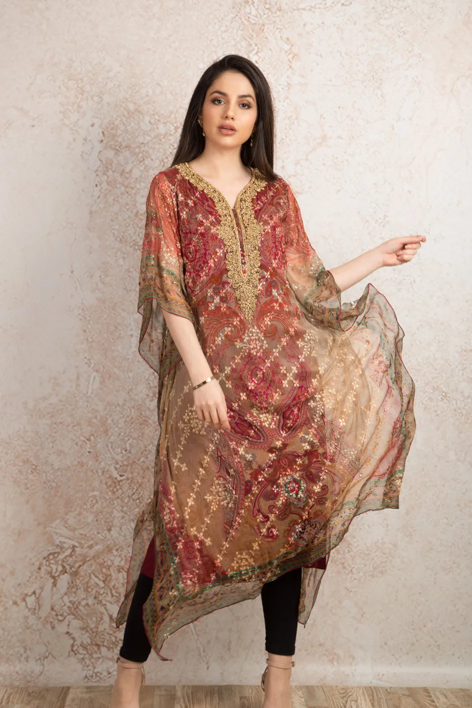 Print embd poncho U8_1031