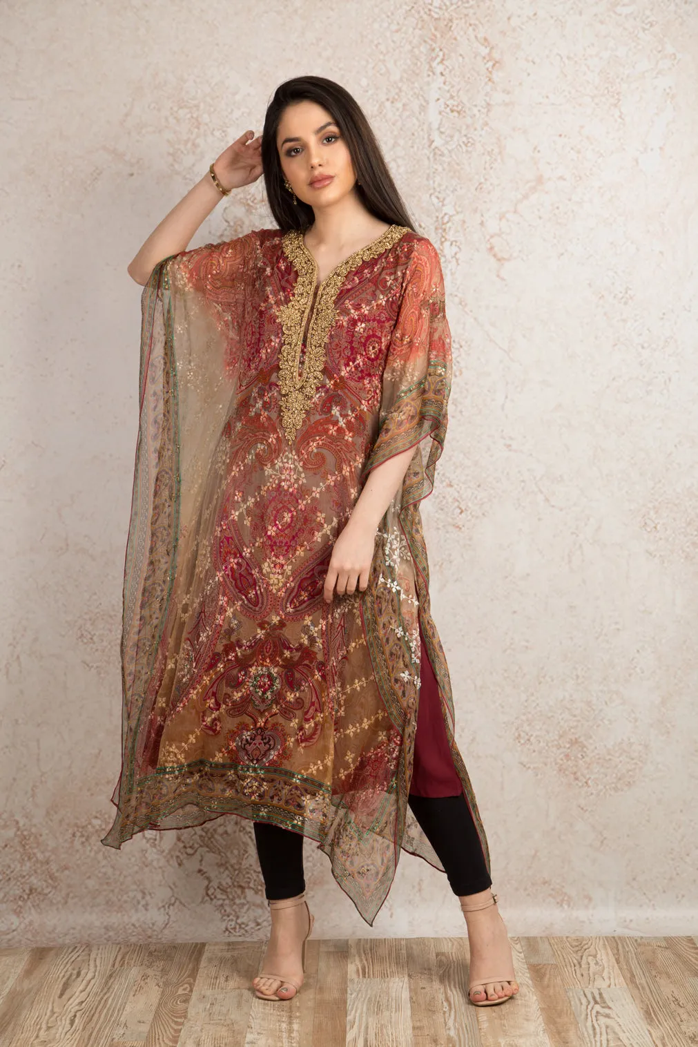 Print embd poncho U8_1031