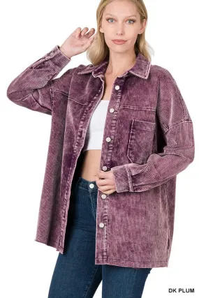 Purple Oversized Premium Vintage Washed Corduroy Shacket
