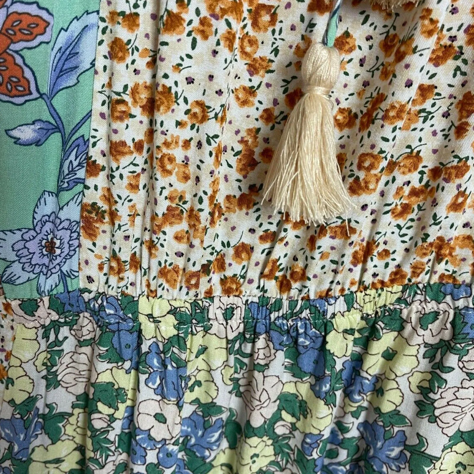 Spring Sunshine BOHO Block Ruffle DRESS