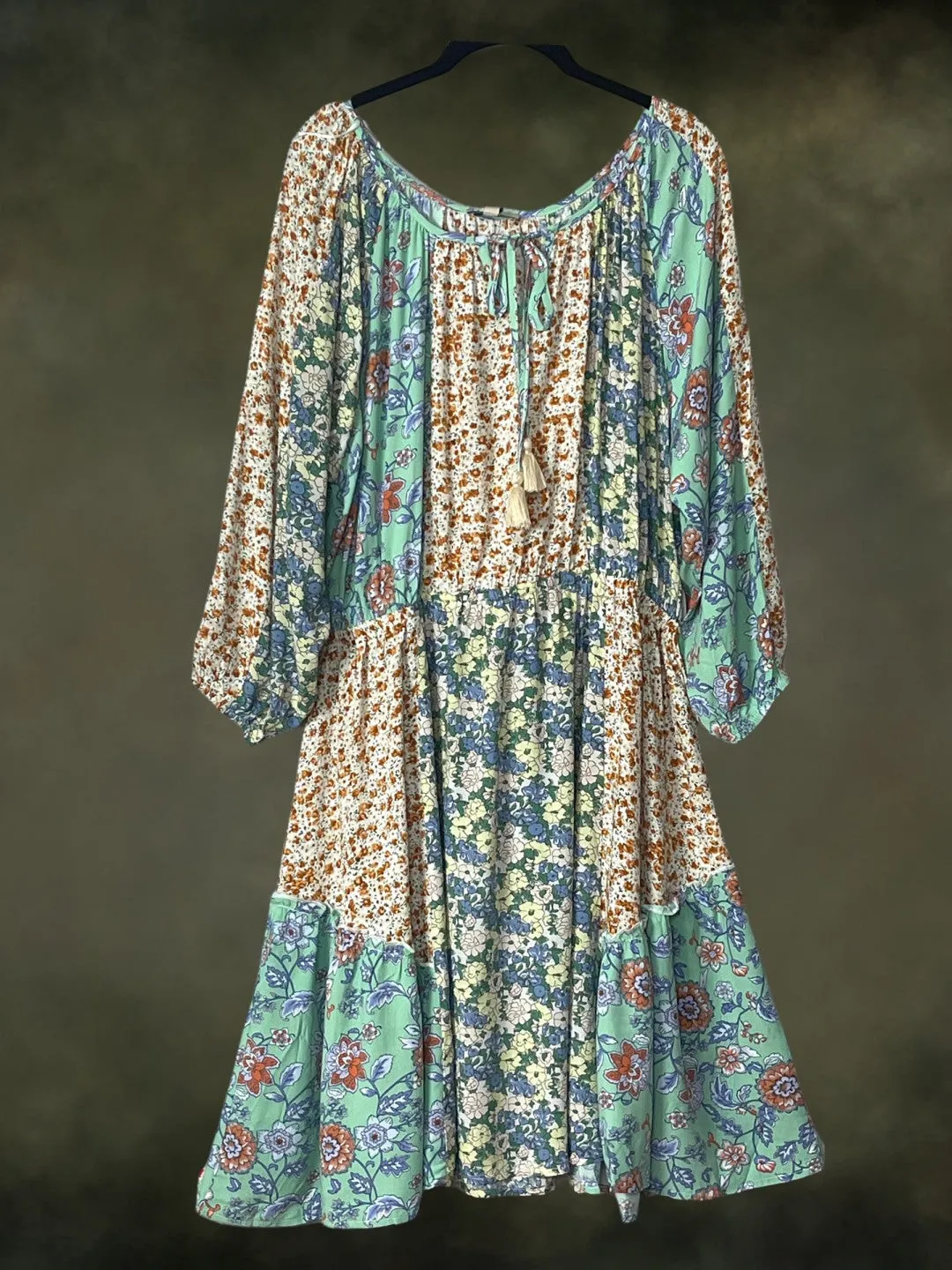 Spring Sunshine BOHO Block Ruffle DRESS