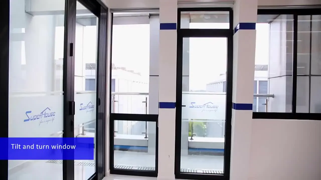 Superhouse Residential Projects Applied Tilt And Turn Window With Triple Tempered Glass With Low-E Coating And Argon Gas Filled