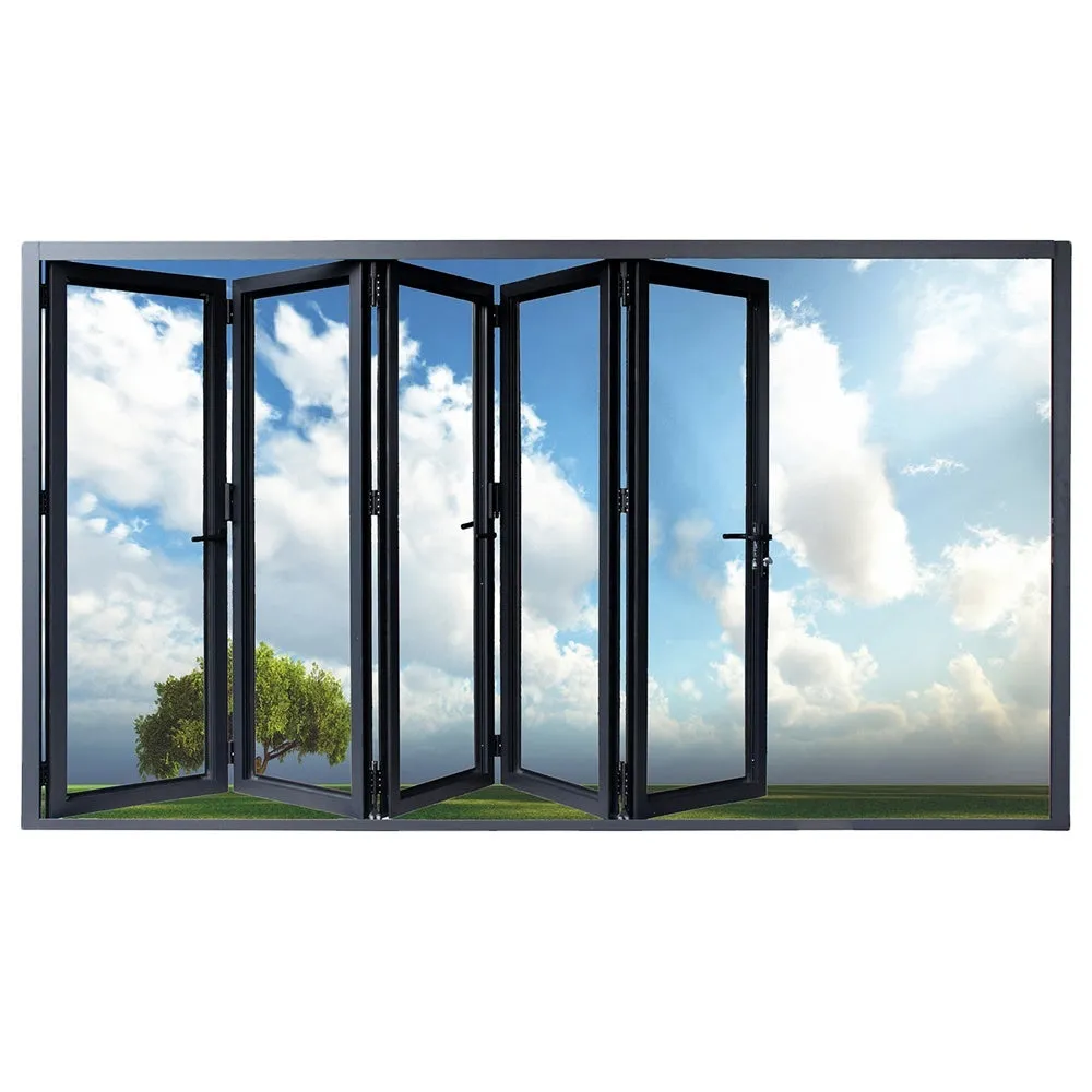 Superwu Aluminium thermal break tempered glass exterior bi folding entry doors