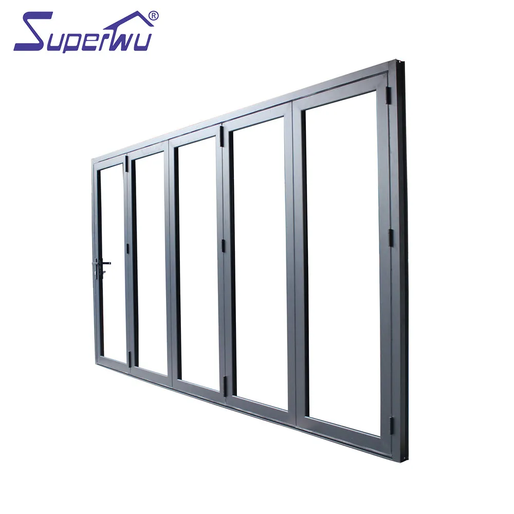 Superwu Aluminium thermal break tempered glass exterior bi folding entry doors