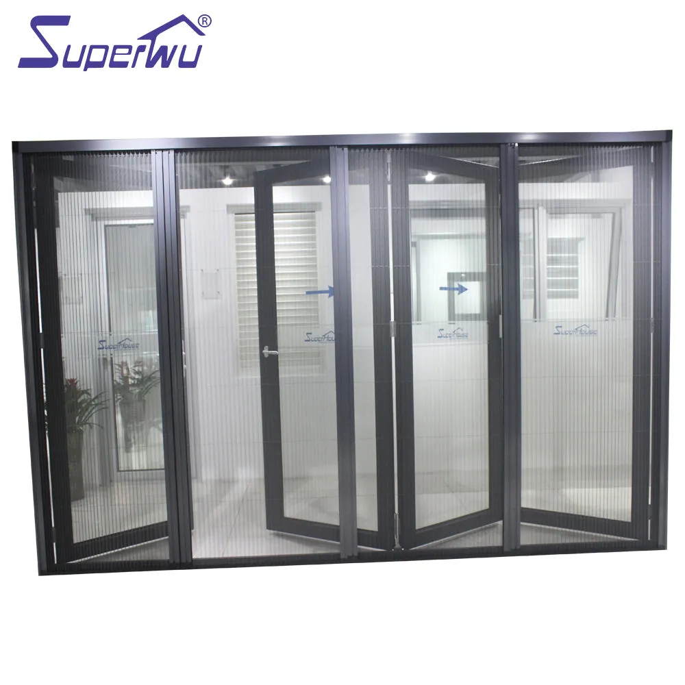 Superwu Aluminum doors meet Australia standard fold door exterior with retractable net