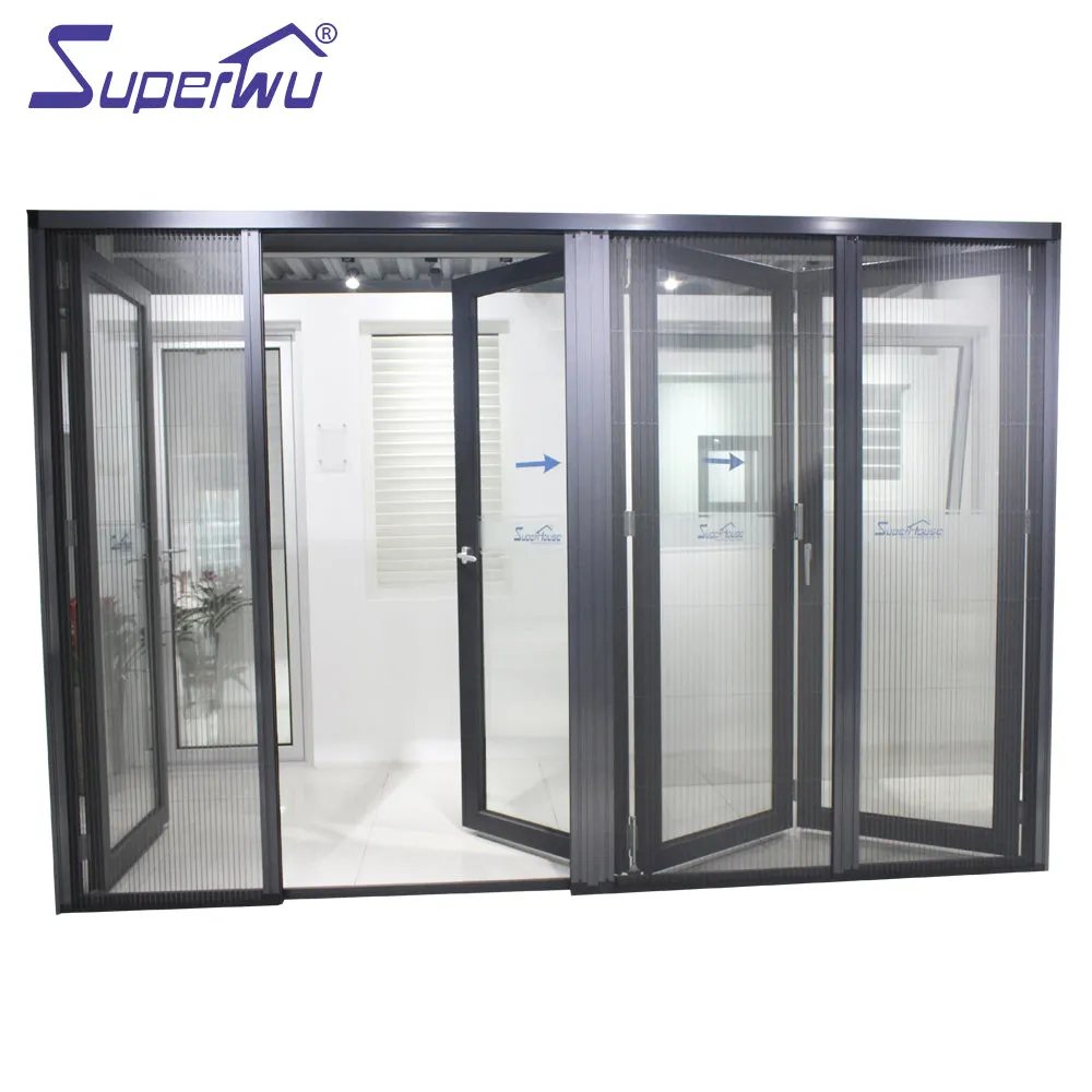 Superwu Aluminum doors meet Australia standard fold door exterior with retractable net