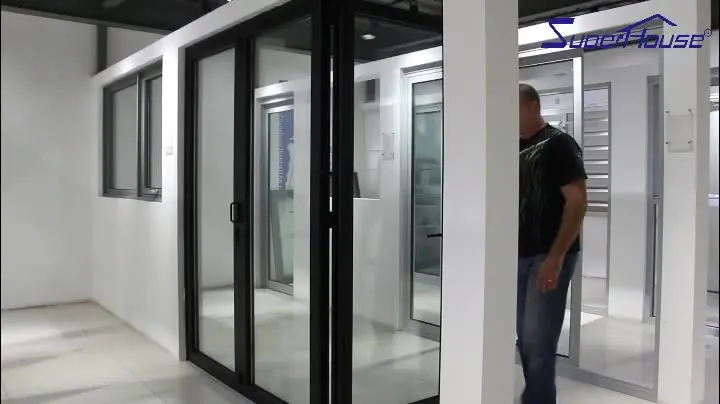 Superwu Aluminum glass bi folding doors patio double glazed accordion doors design