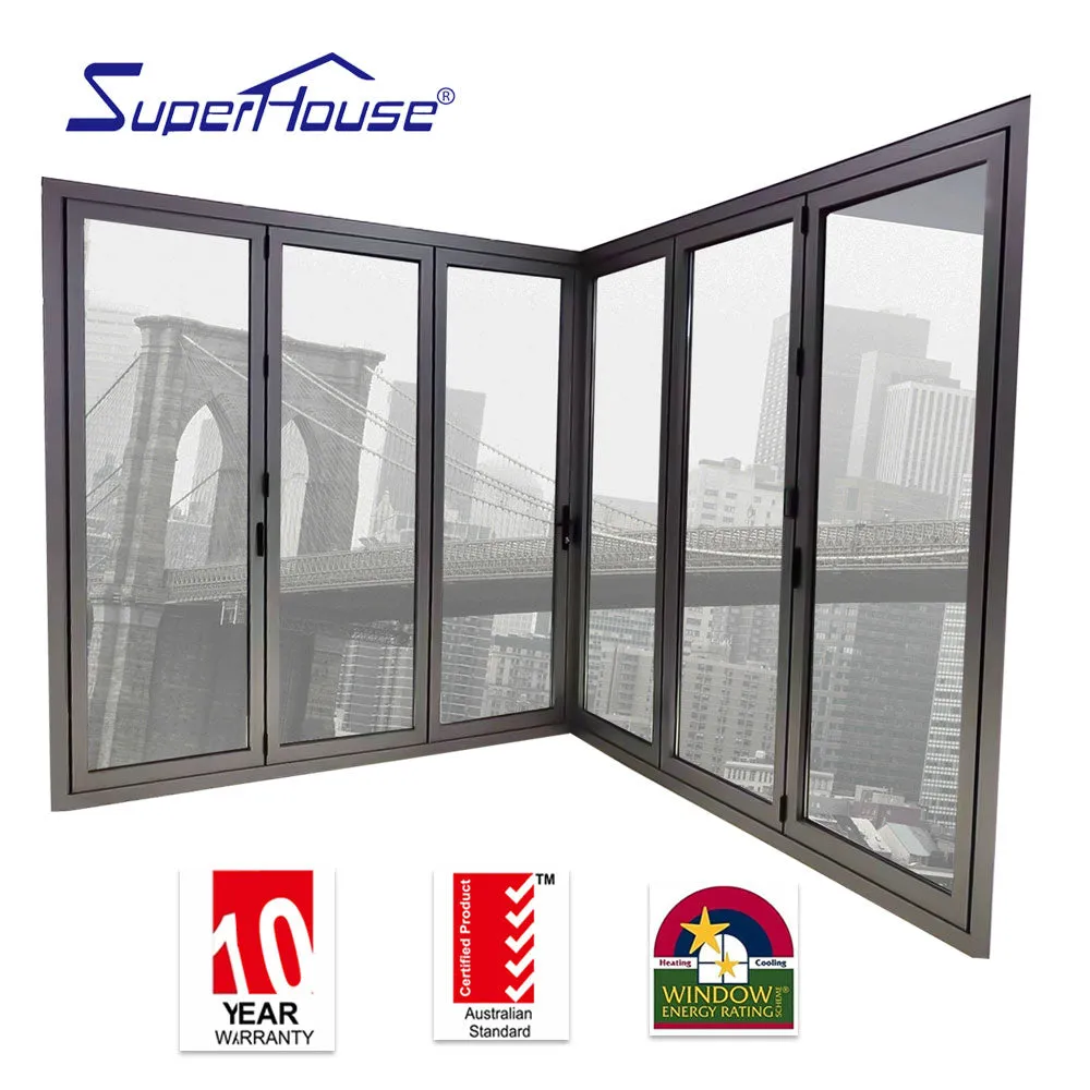 Superwu Australia standard competitive price exterior aluminum folding doors with black color