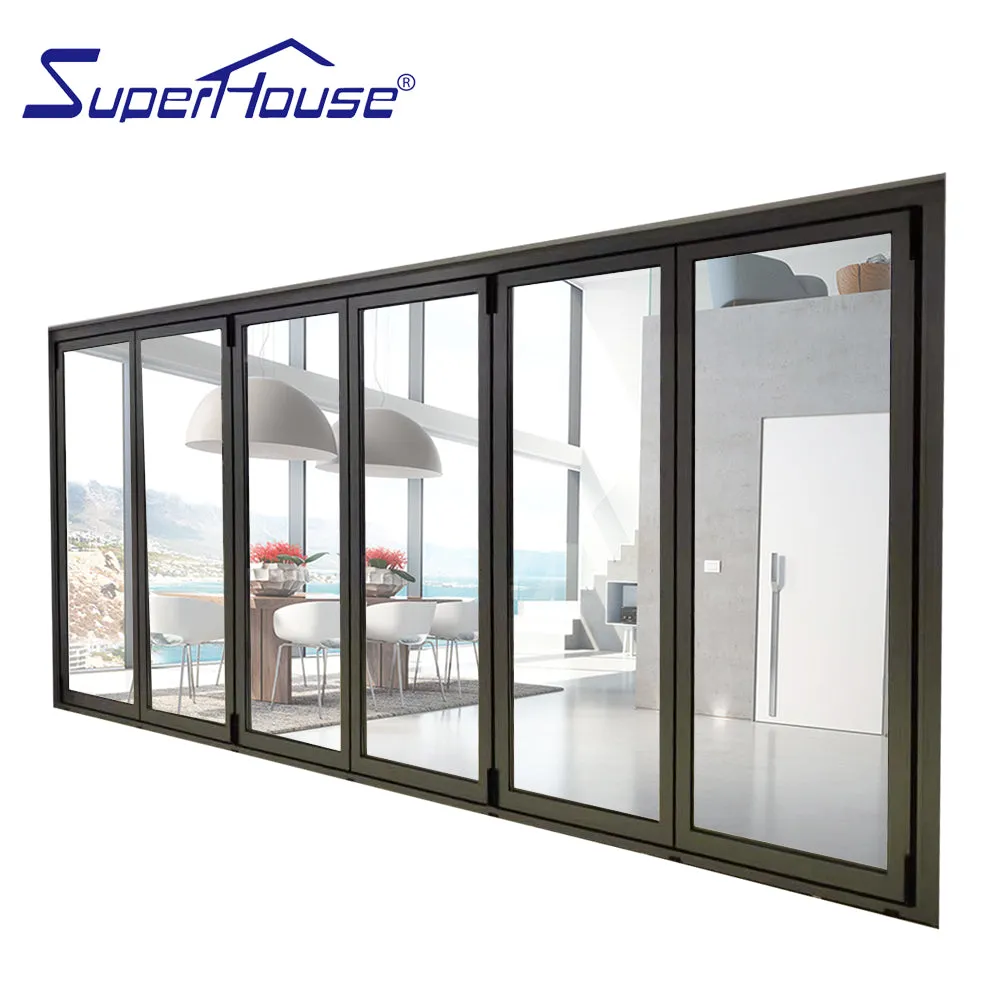 Superwu Australia standard competitive price exterior aluminum folding doors with black color