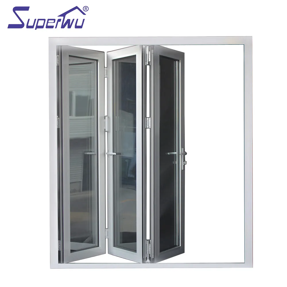 Superwu Customized soundproof aluminum glass folding door bi folding doors double glazed for exterior