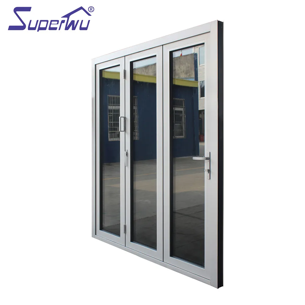 Superwu Customized soundproof aluminum glass folding door bi folding doors double glazed for exterior