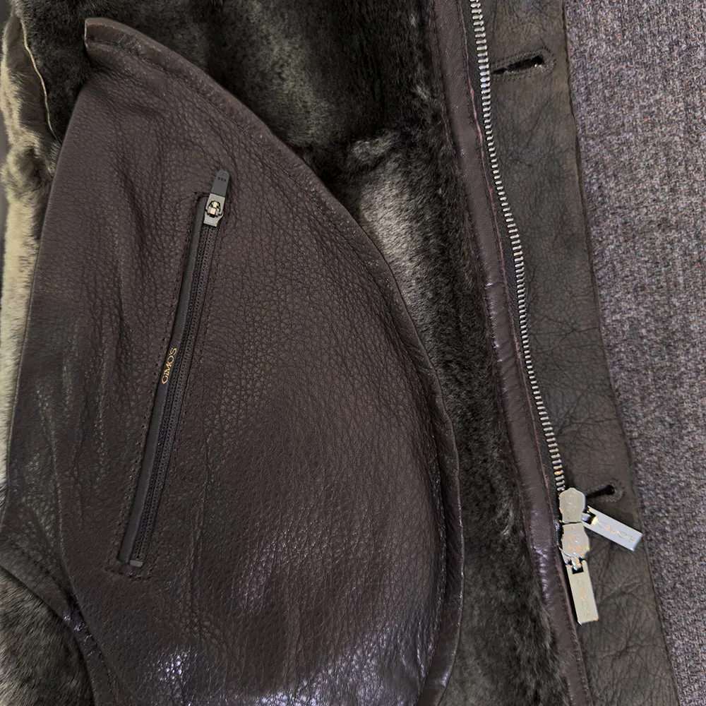 Two-Tone Leather Wool Jacket