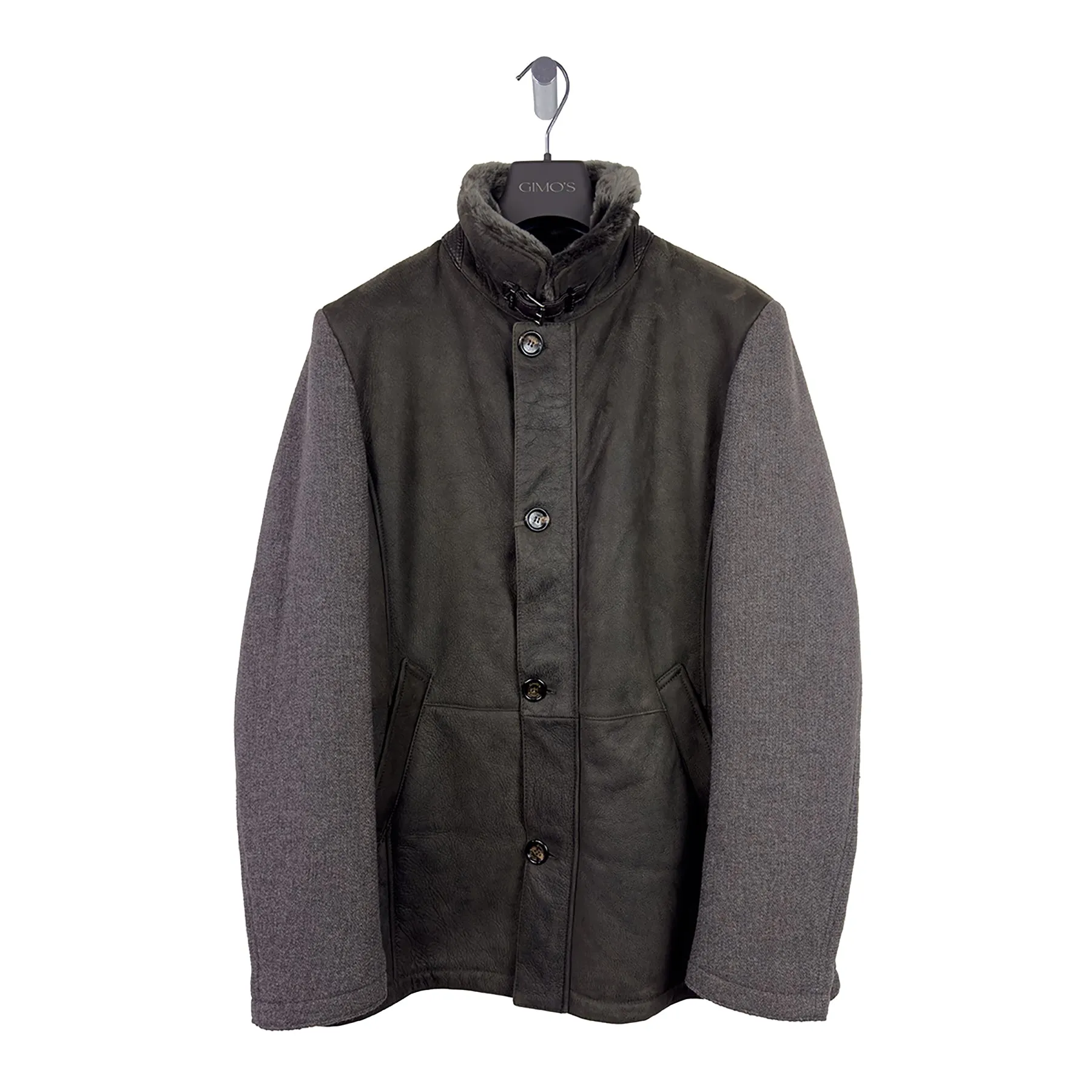 Two-Tone Leather Wool Jacket