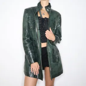 Vintage 90s Jade Patina Leather Jacket (Large)