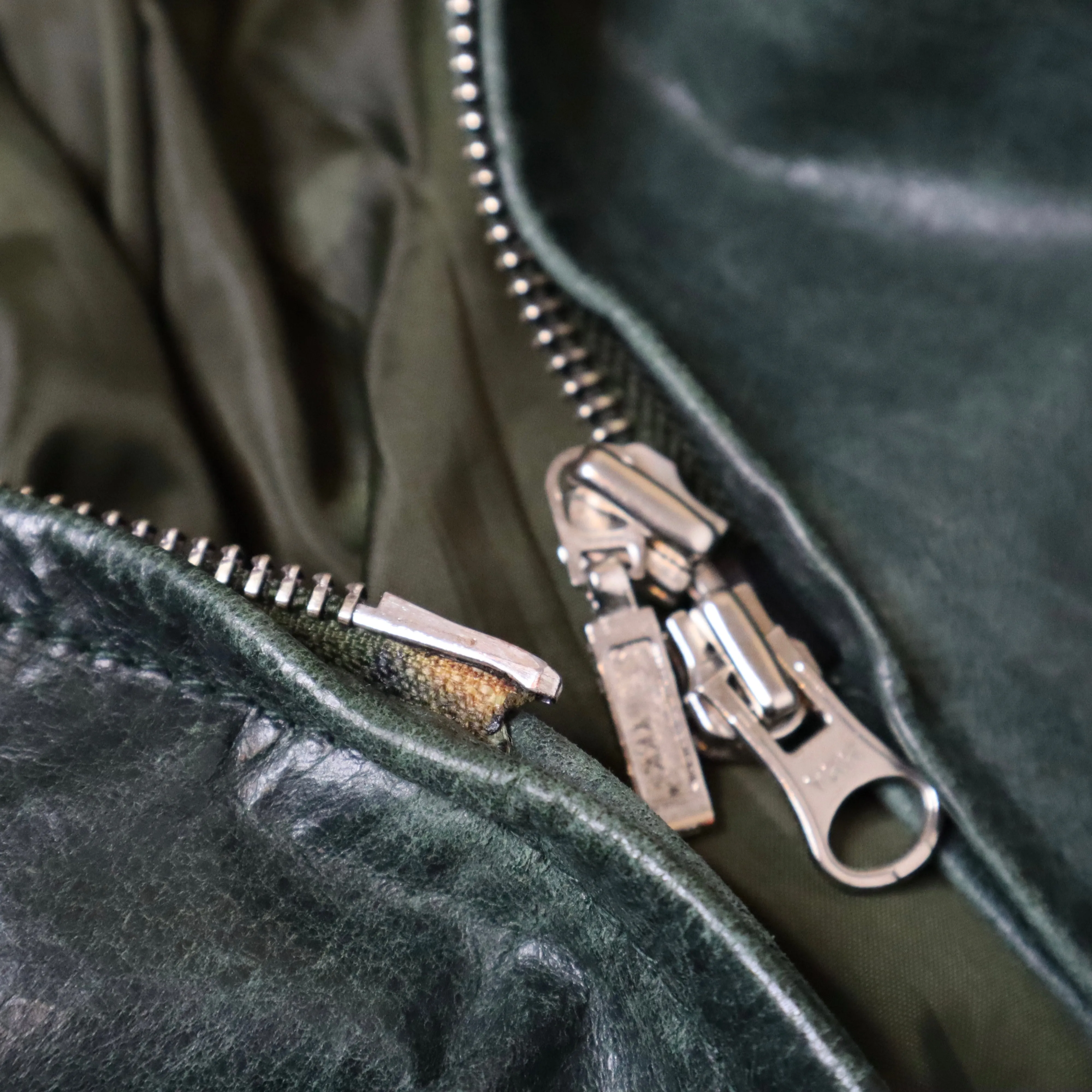 Vintage 90s Jade Patina Leather Jacket (Large)