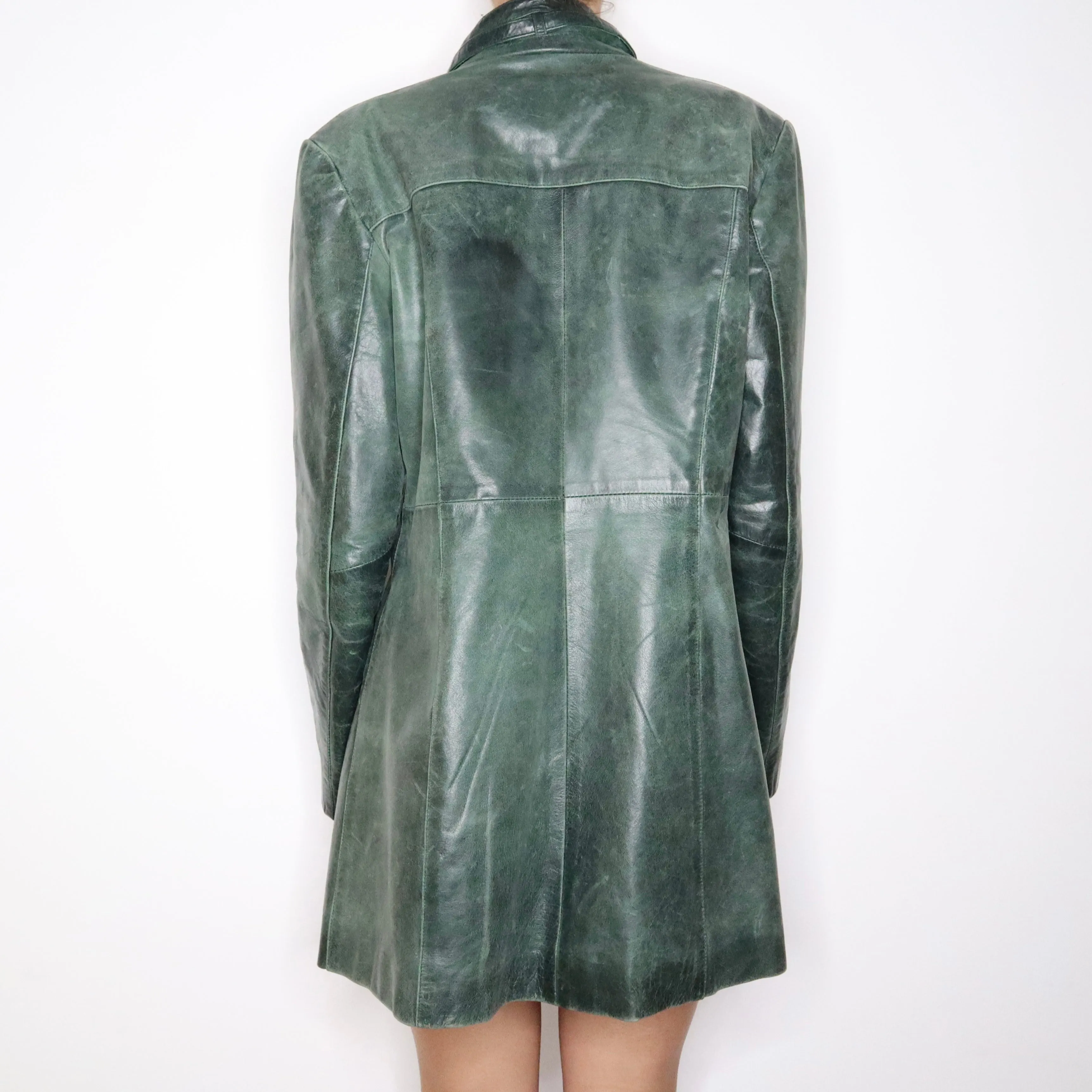 Vintage 90s Jade Patina Leather Jacket (Large)