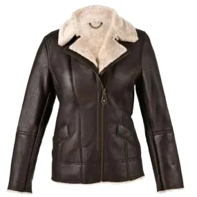 Women's B3 Aviator Brown Leather Bomber Jacket – Stylish & Warm